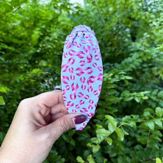 Blue & Pink Ribbon Breast Cancer Headband
