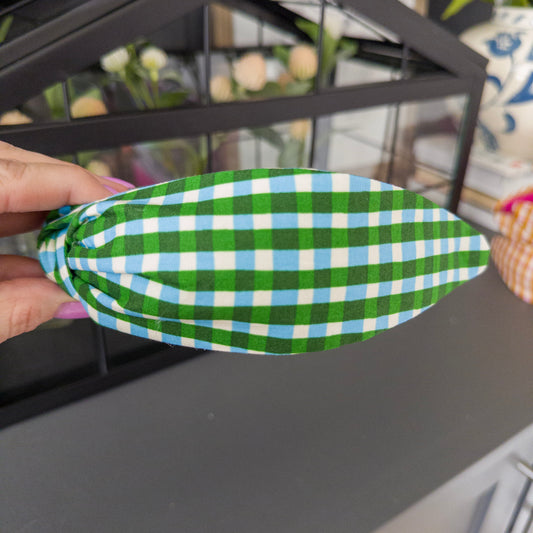 Green & Blue Buffalo Check Headband