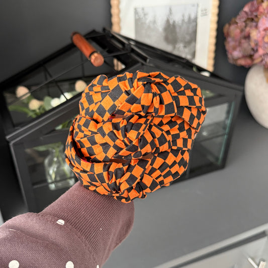 Halloween Orange & Black Checkered Headband