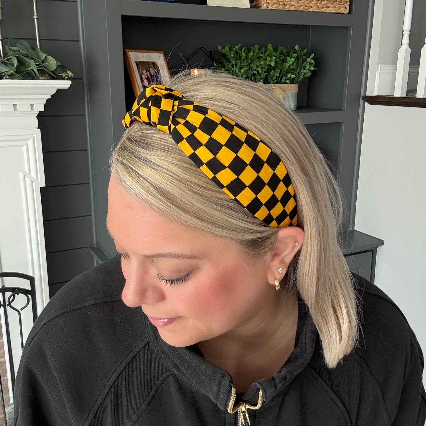 Black and Golden Yellow Check Headband