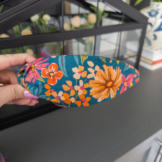 Navy & Orange Floral Headband