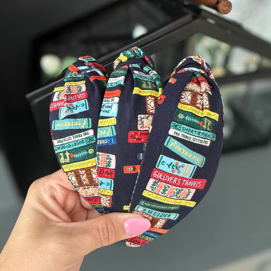 Navy Bookish Headband | Made with Rifle Paper Co. fabric