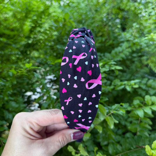 Black & Pink Ribbon Breast Cancer Headband