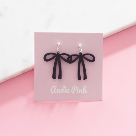 Black Olivia Bow Earrings