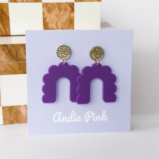 Purple & Gold Arch Earrings | 2 Styles Available