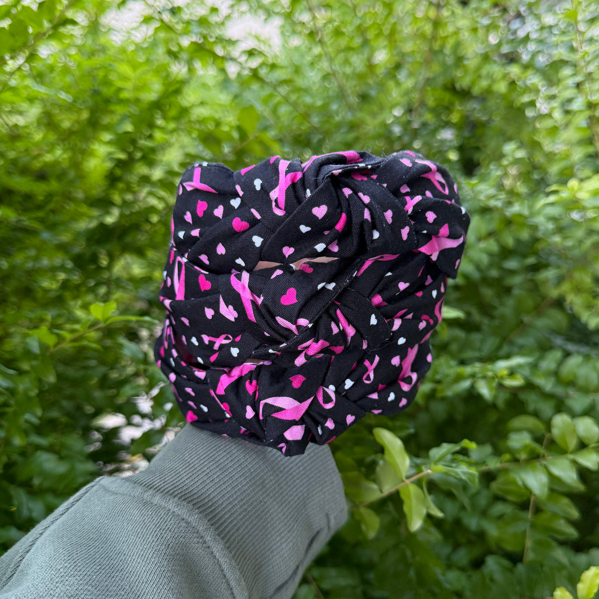 Black & Pink Ribbon Breast Cancer Headband