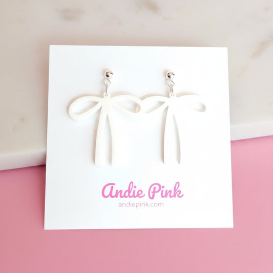 White Bow Earrings