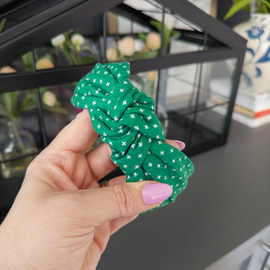 Kelly Green & White Cross Headband