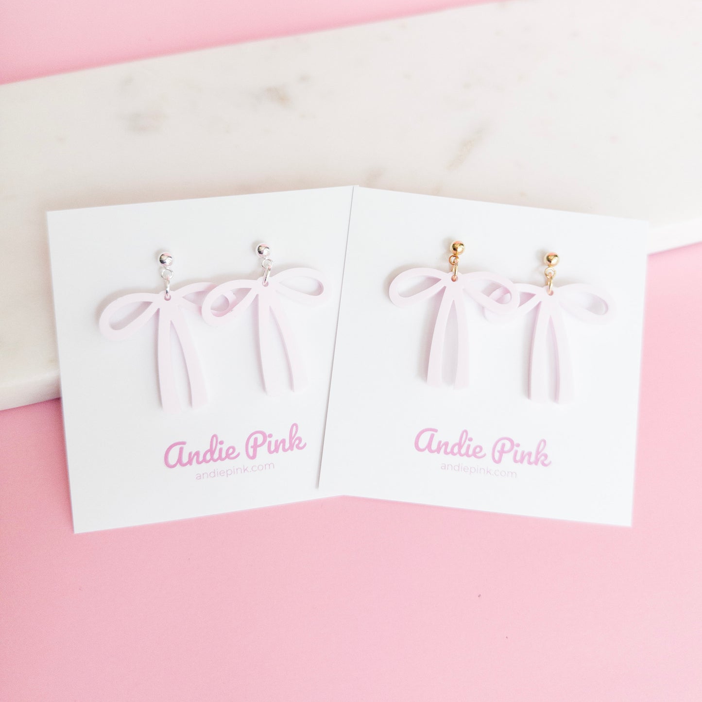 Light Pink Bow Earrings