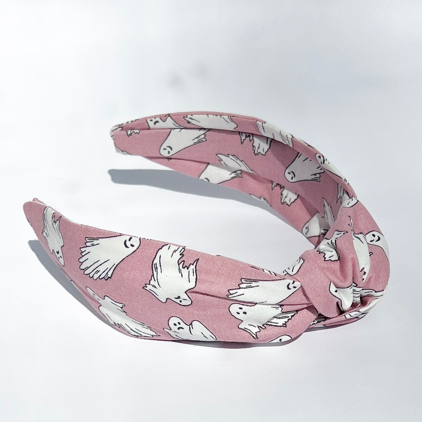Glow-in-the-Dark Pink Ghost Topknot Headband | Halloween Headband