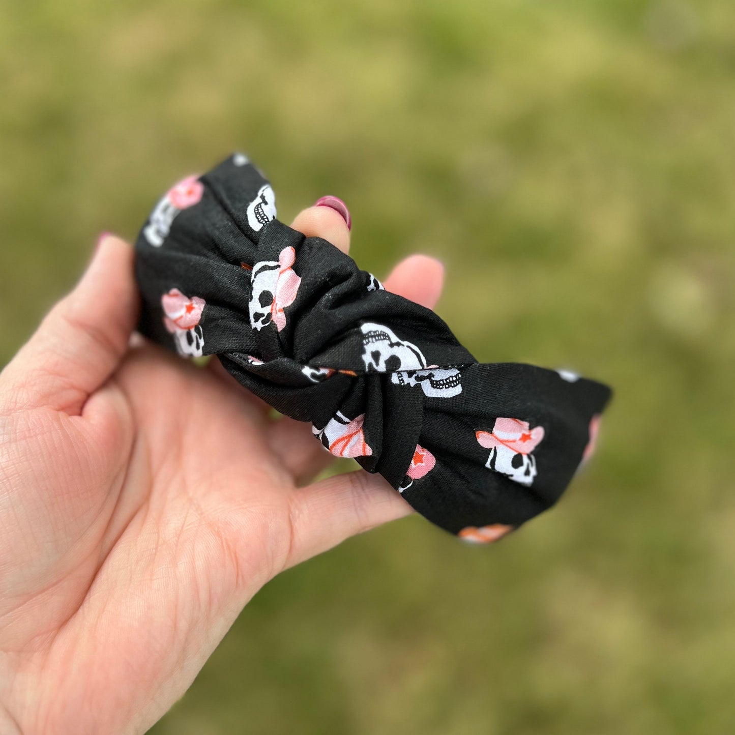 Black Halloween Headband with Skeletons