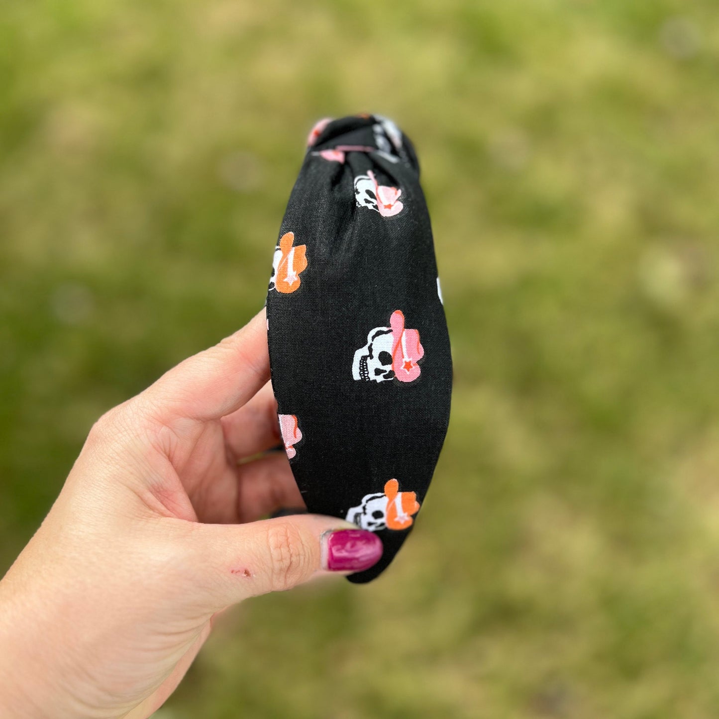 Black Halloween Headband with Skeletons