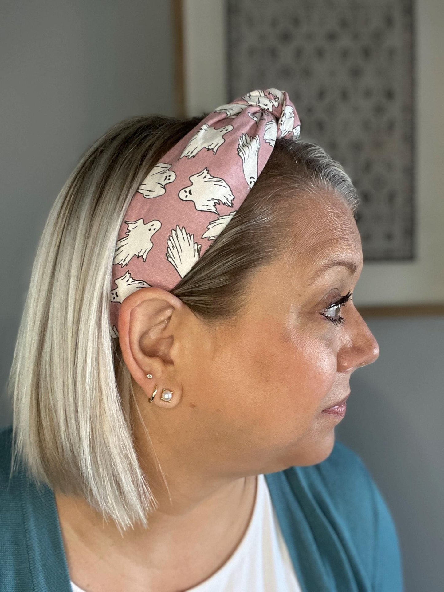 Glow-in-the-Dark Pink Ghost Topknot Headband | Halloween Headband