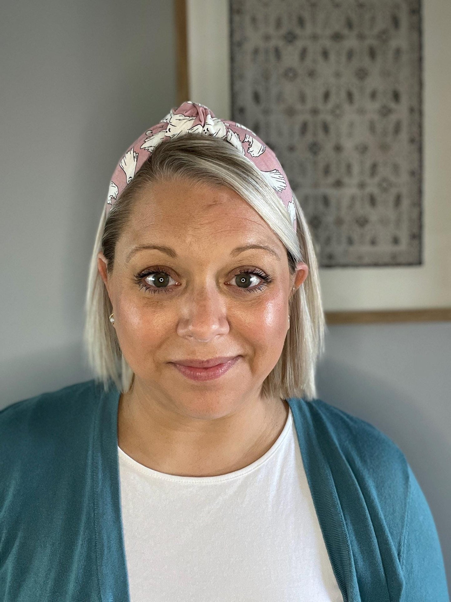 Glow-in-the-Dark Pink Ghost Topknot Headband | Halloween Headband