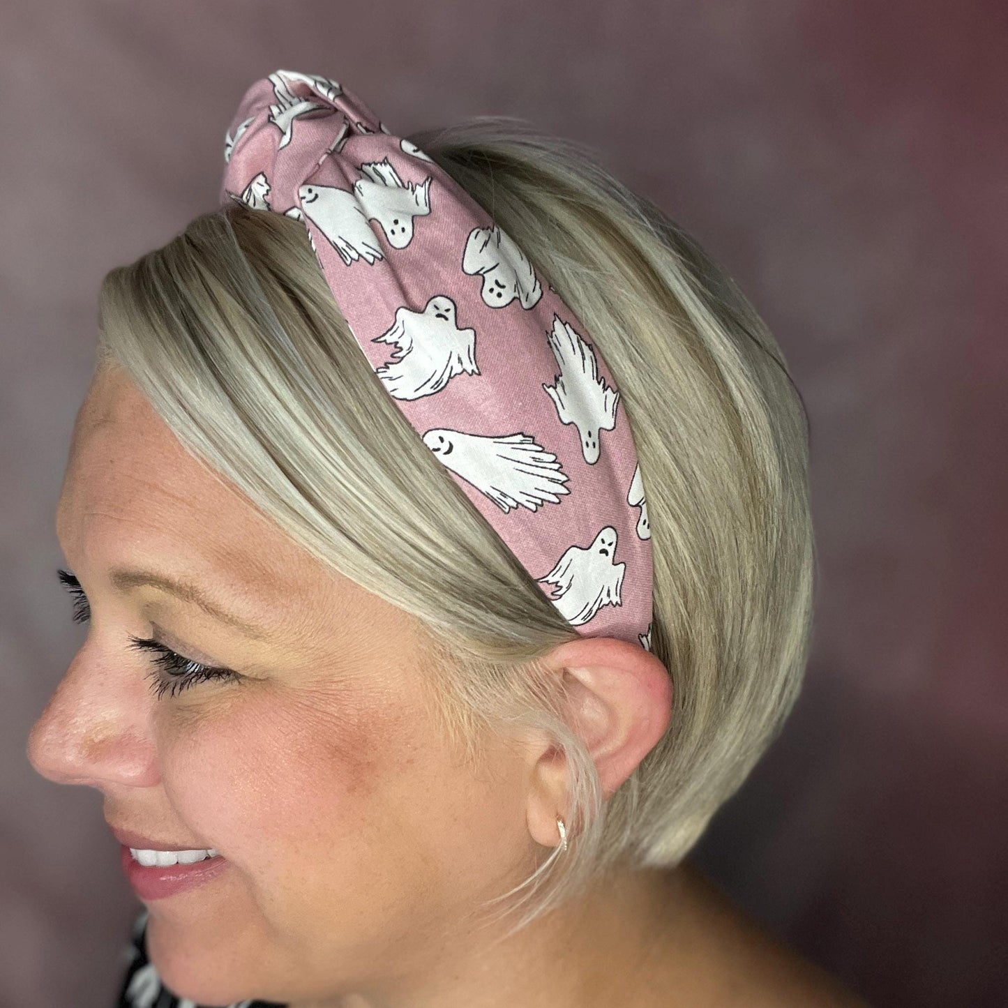 Glow-in-the-Dark Pink Ghost Topknot Headband | Halloween Headband