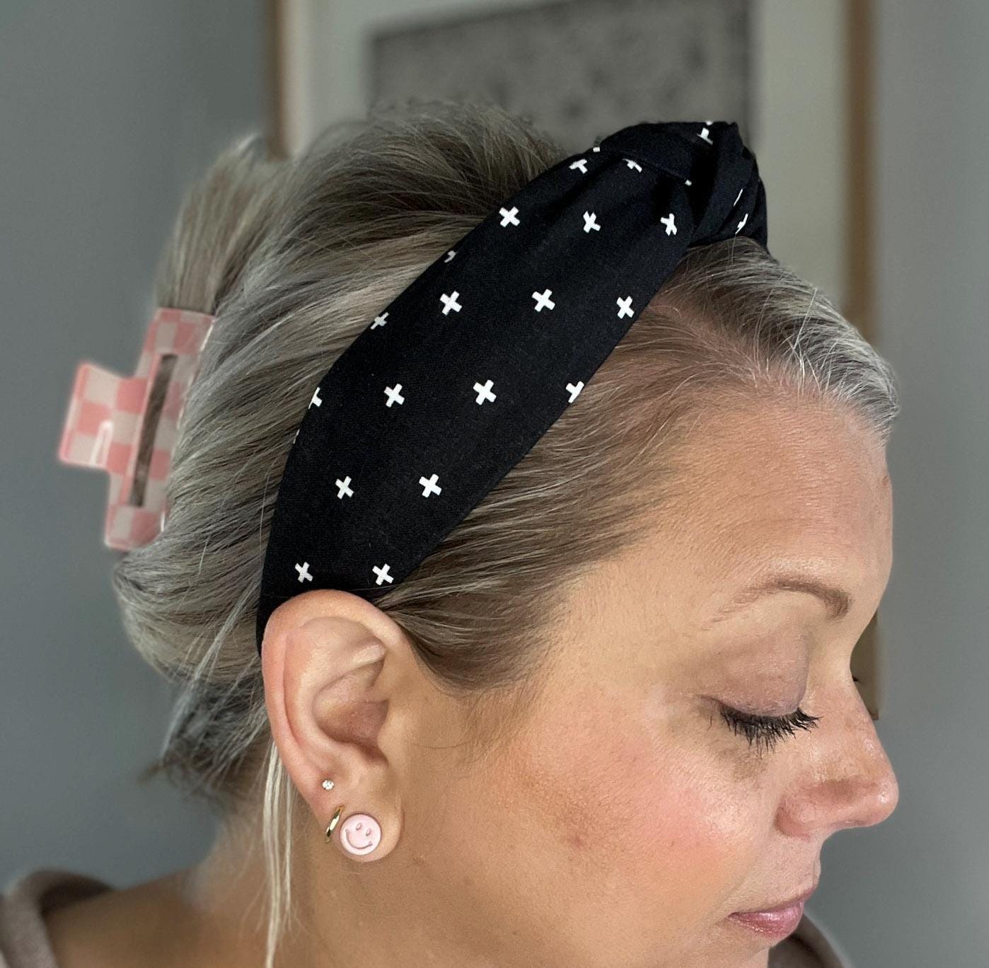 Black Headband with White Cross