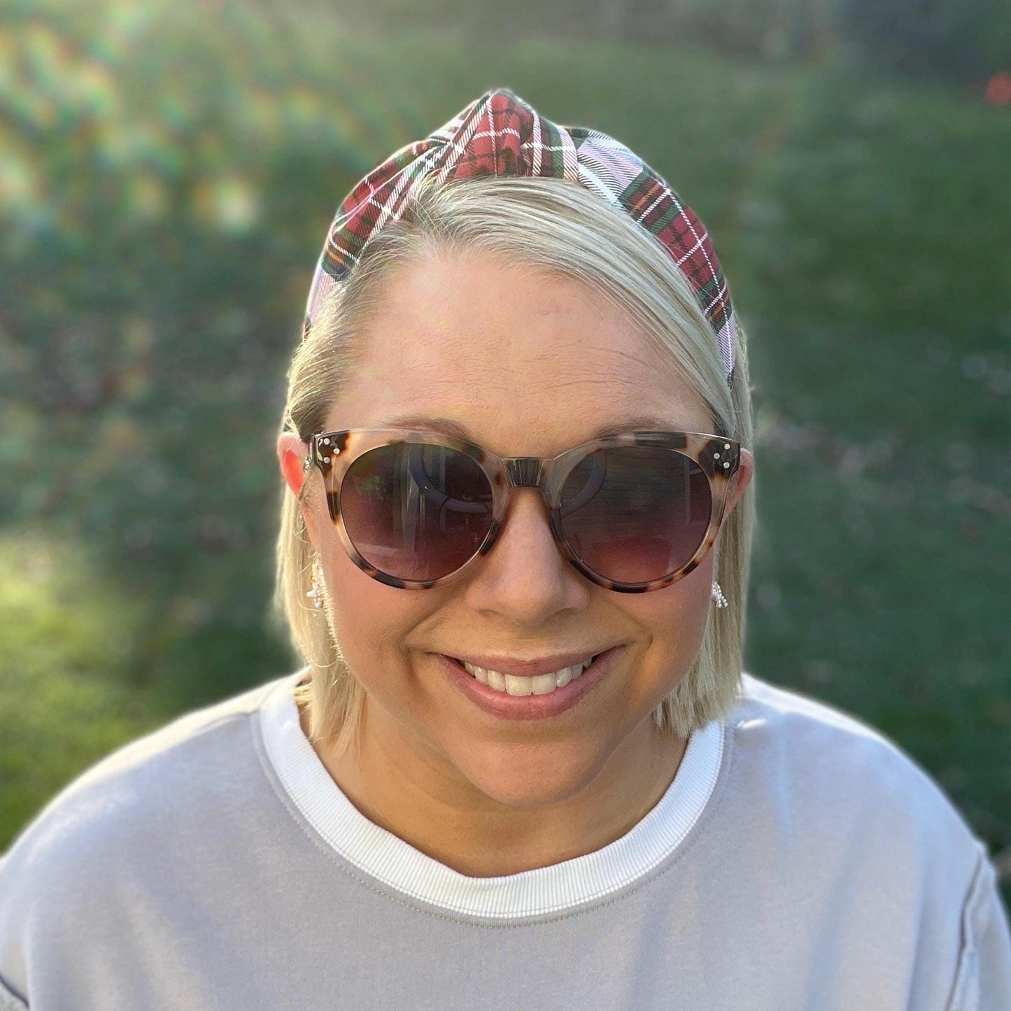 Red & White Plaid Christmas Headband