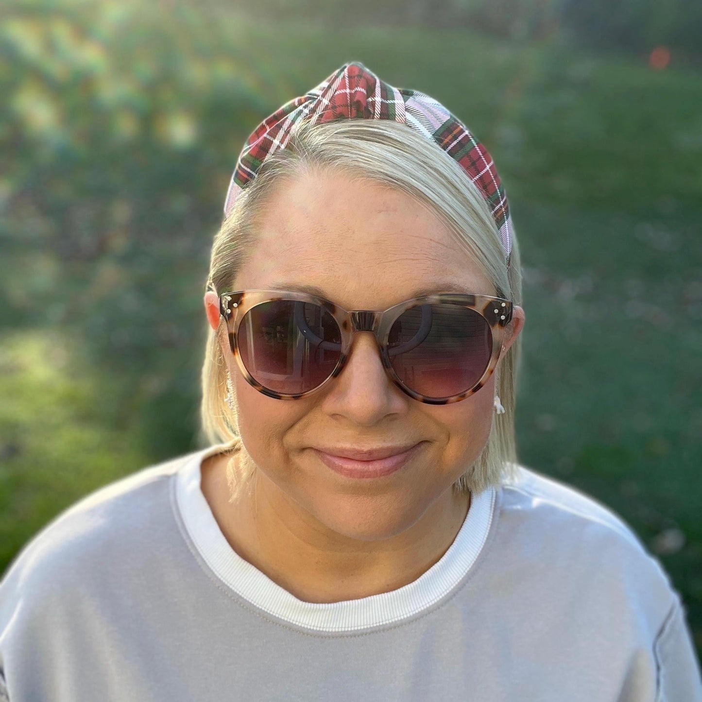 Red & White Plaid Christmas Headband