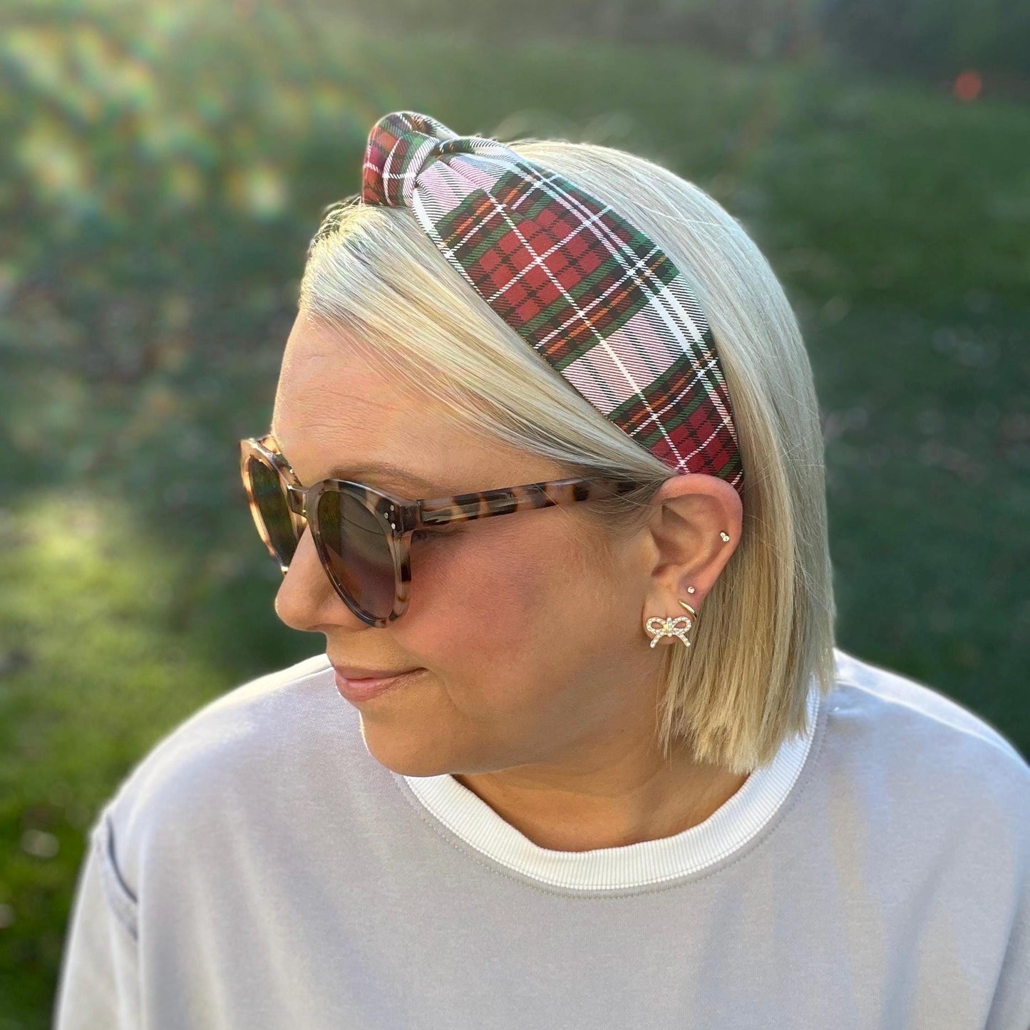 Red & White Plaid Christmas Headband