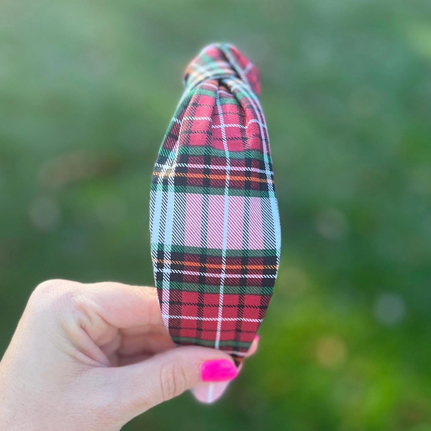 Red & White Plaid Christmas Headband