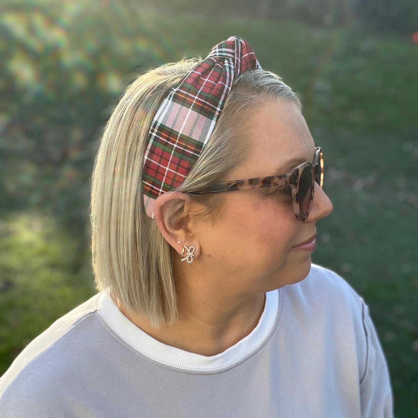 Red & White Plaid Christmas Headband