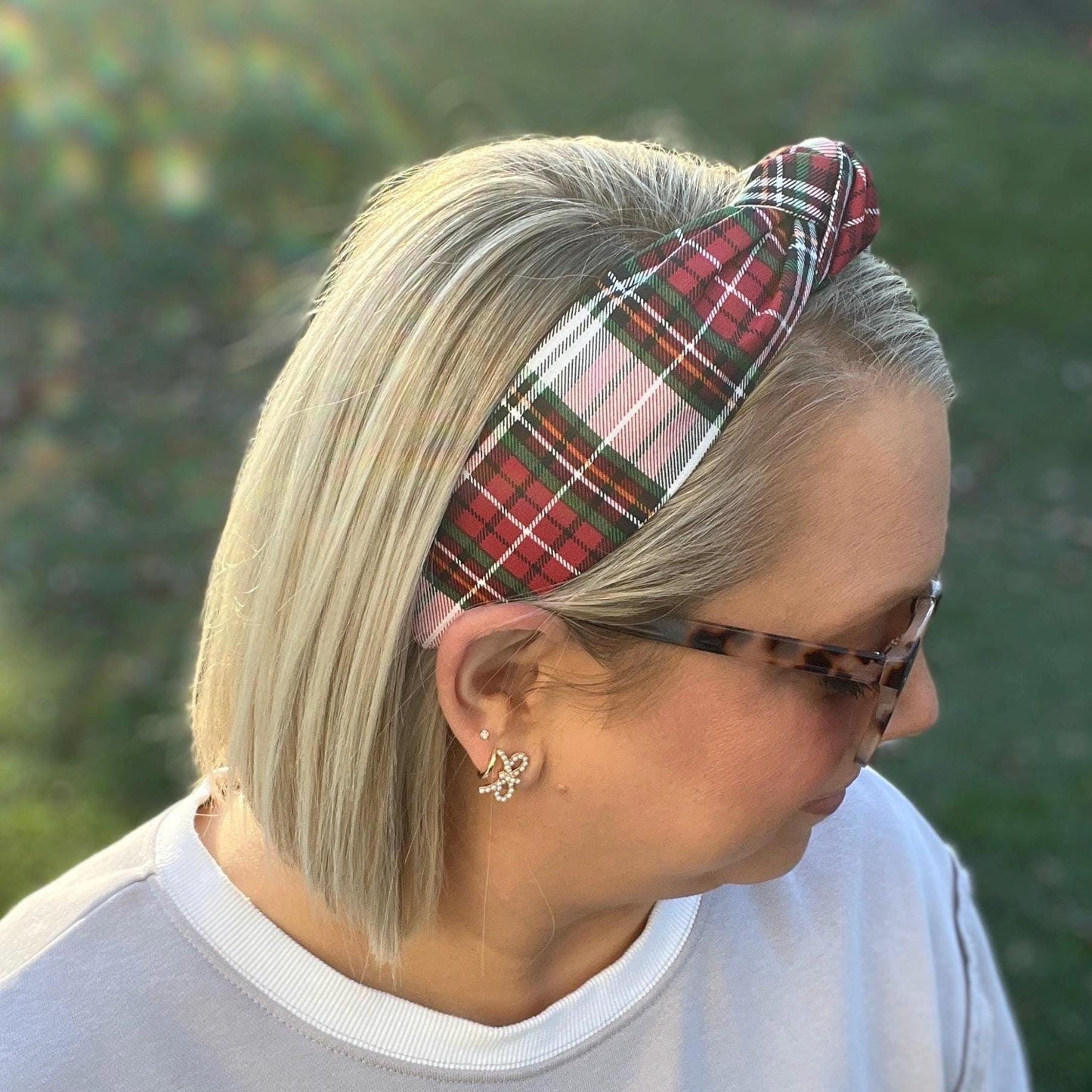Red & White Plaid Christmas Headband