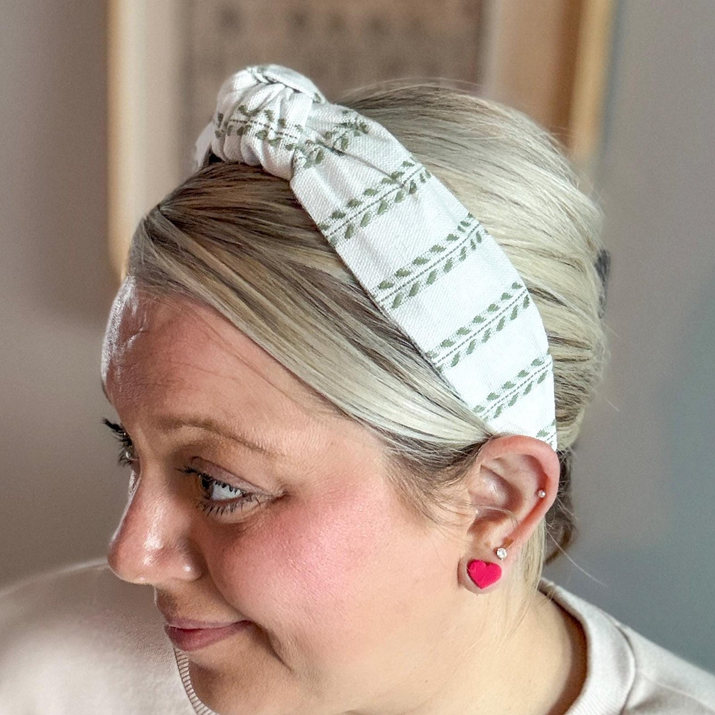 White and Green Headband