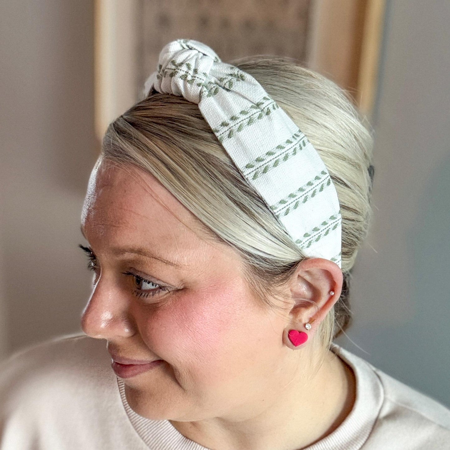 White and Green Headband