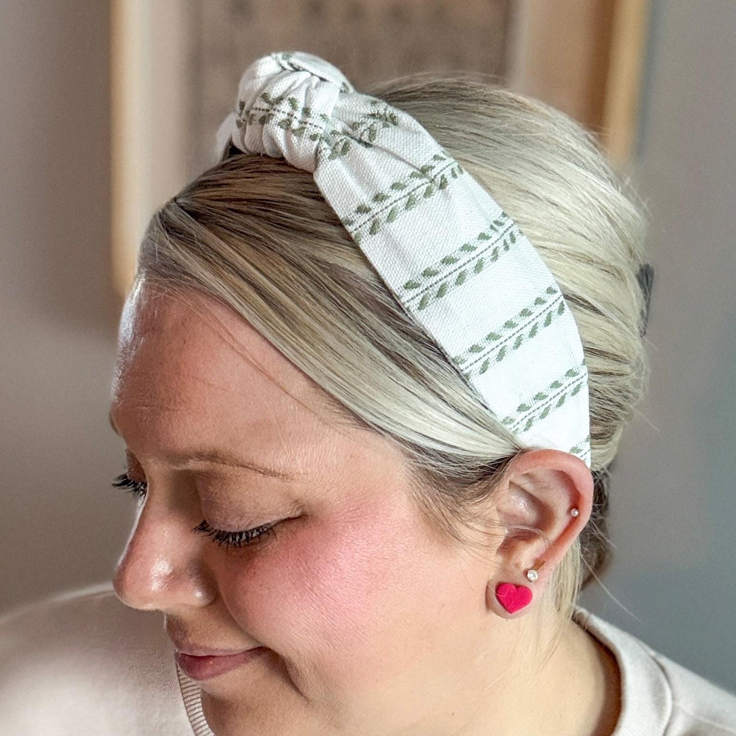 White and Green Headband