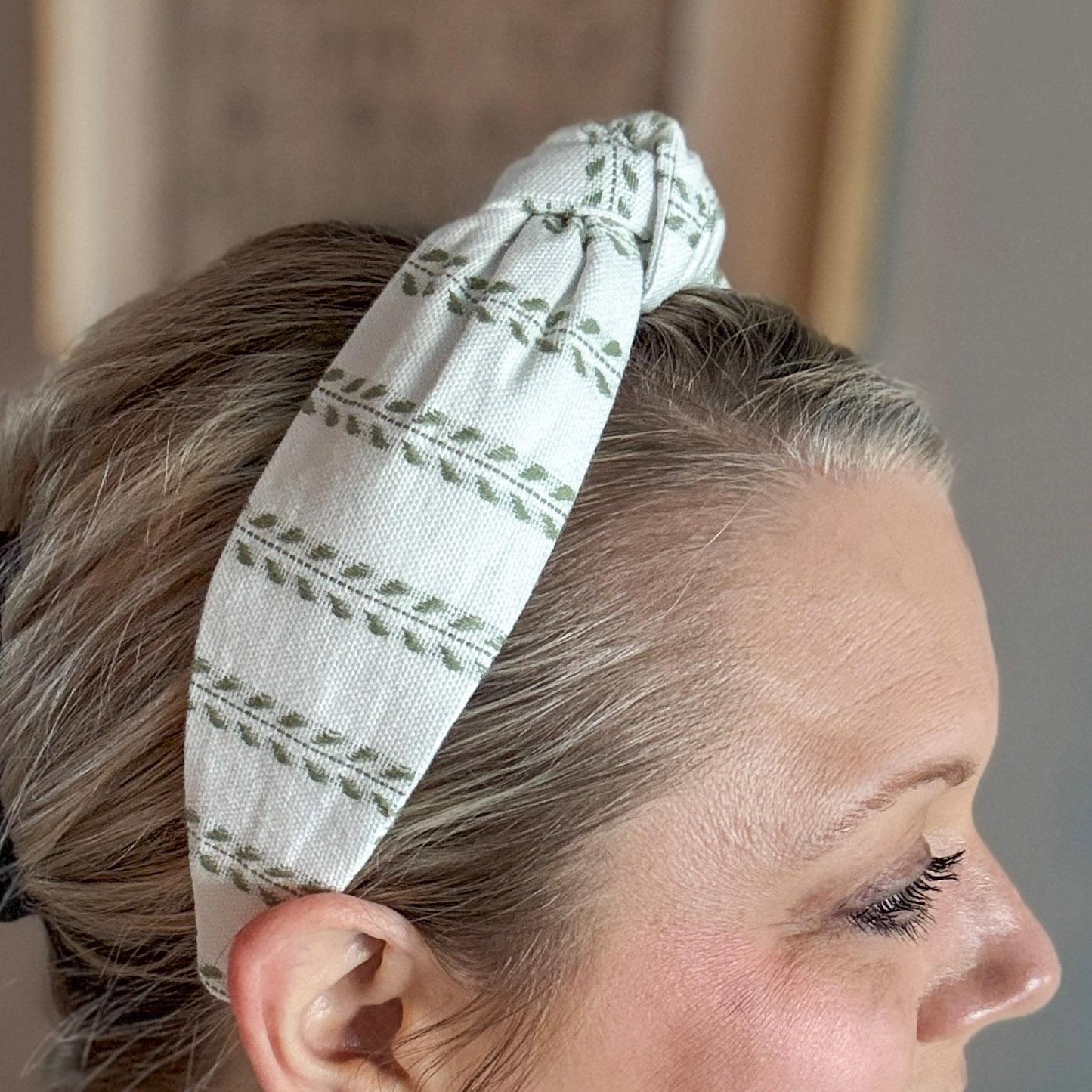 White and Green Headband