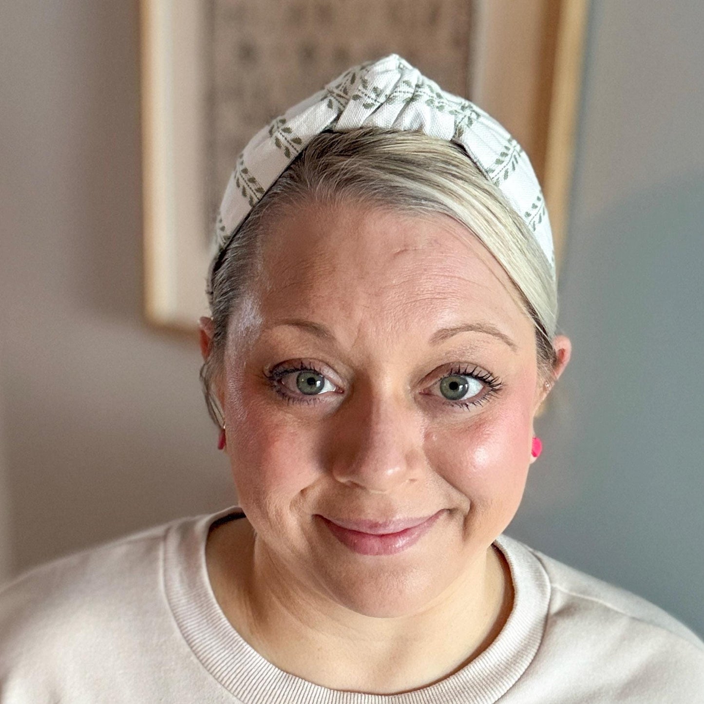 White and Green Headband