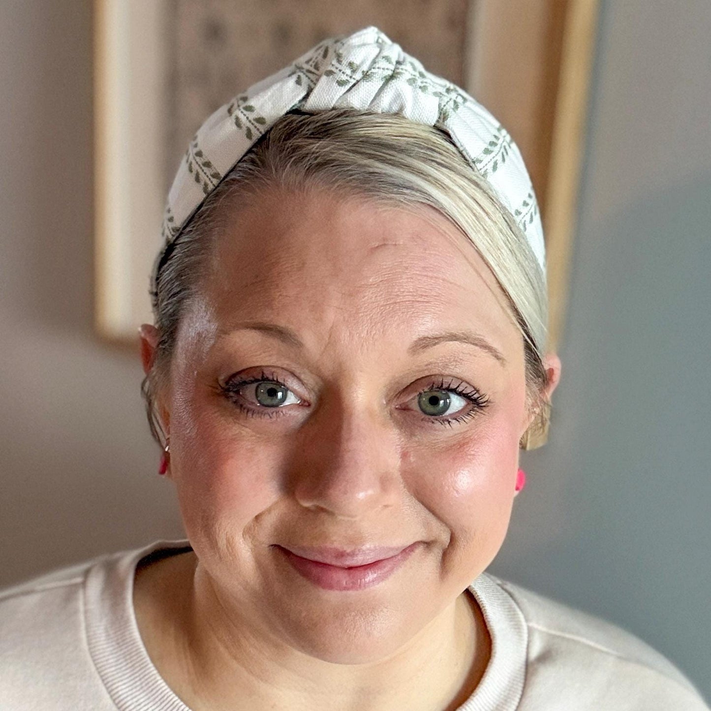 White and Green Headband