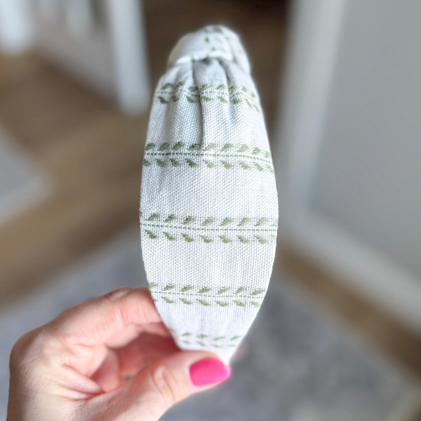White and Green Headband