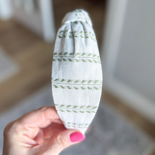 White and Green Headband