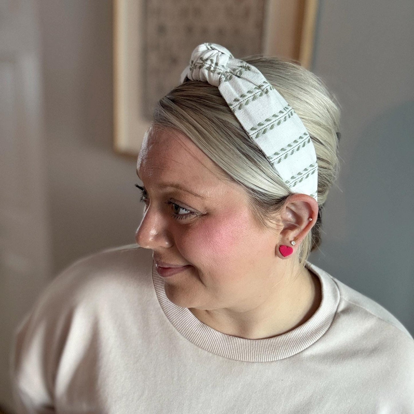 White and Green Headband