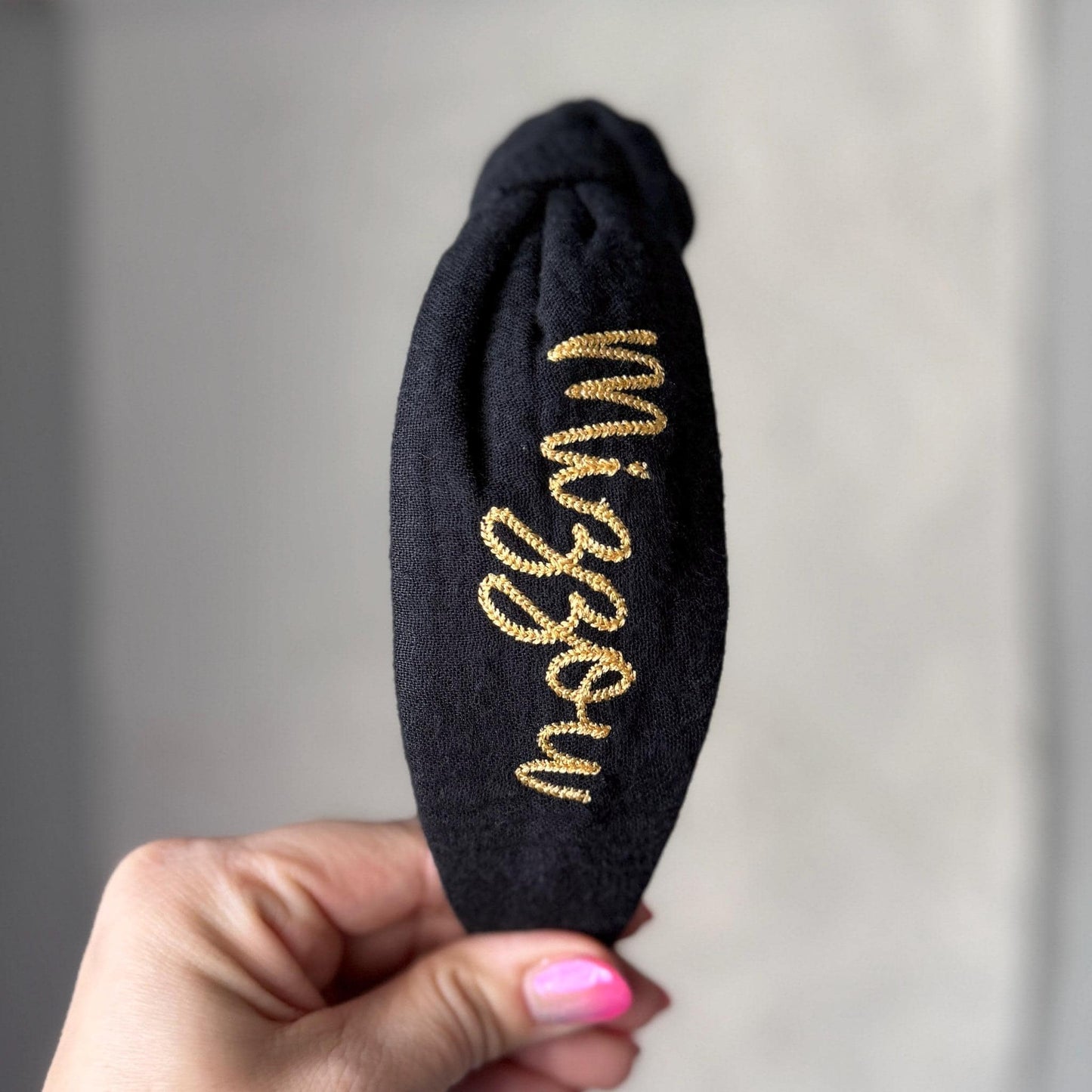 Mizzou Black & Gold Embroidered Headband