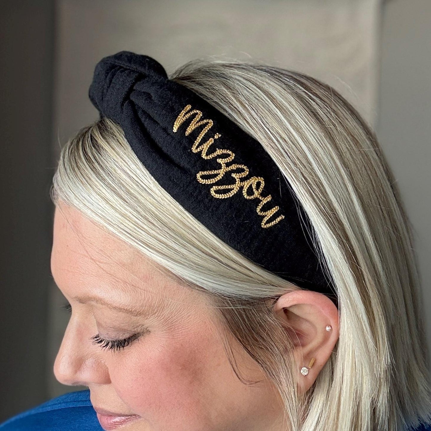 Mizzou Black & Gold Embroidered Headband