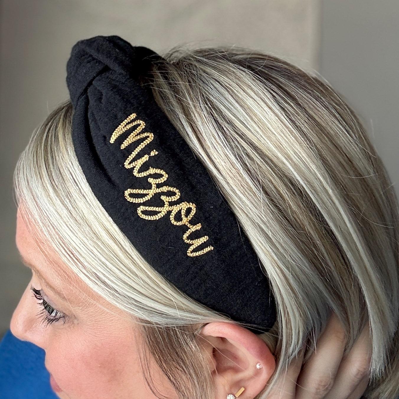Mizzou Black & Gold Embroidered Headband