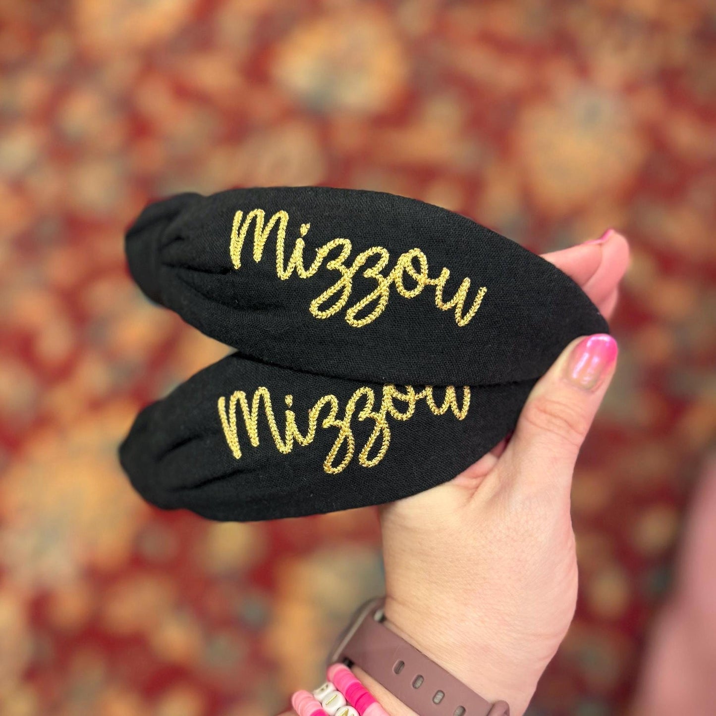 Mizzou Black & Gold Embroidered Headband