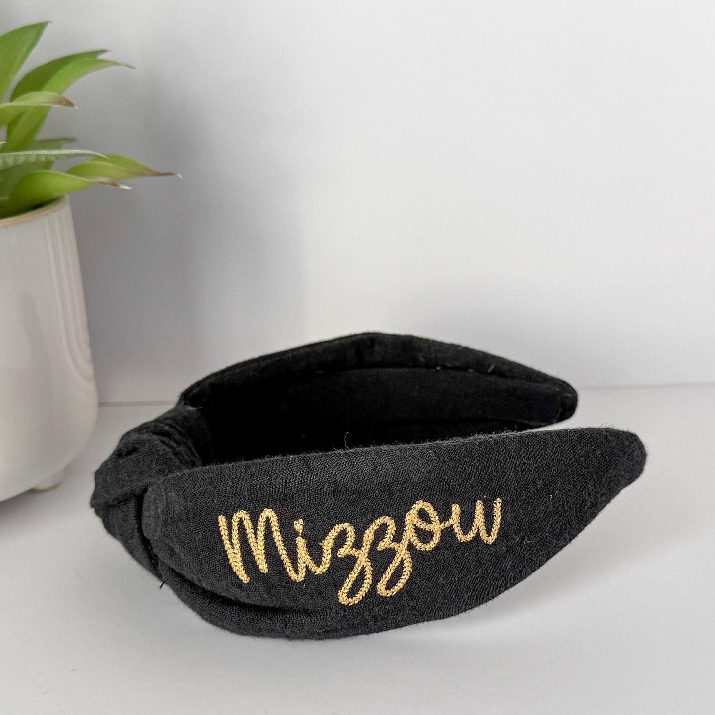 Mizzou Black & Gold Embroidered Headband