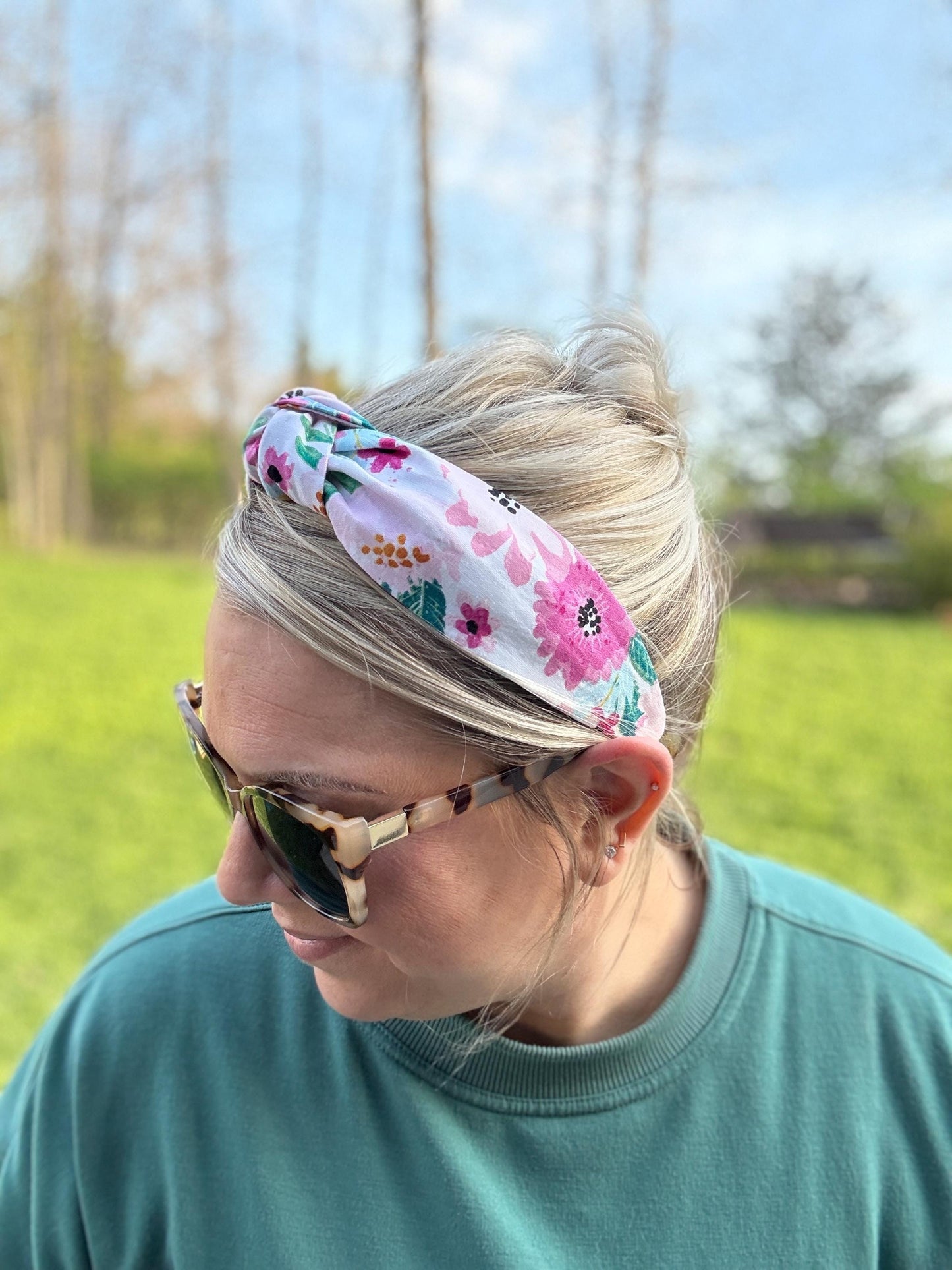 Pink & Teal Floral Headband