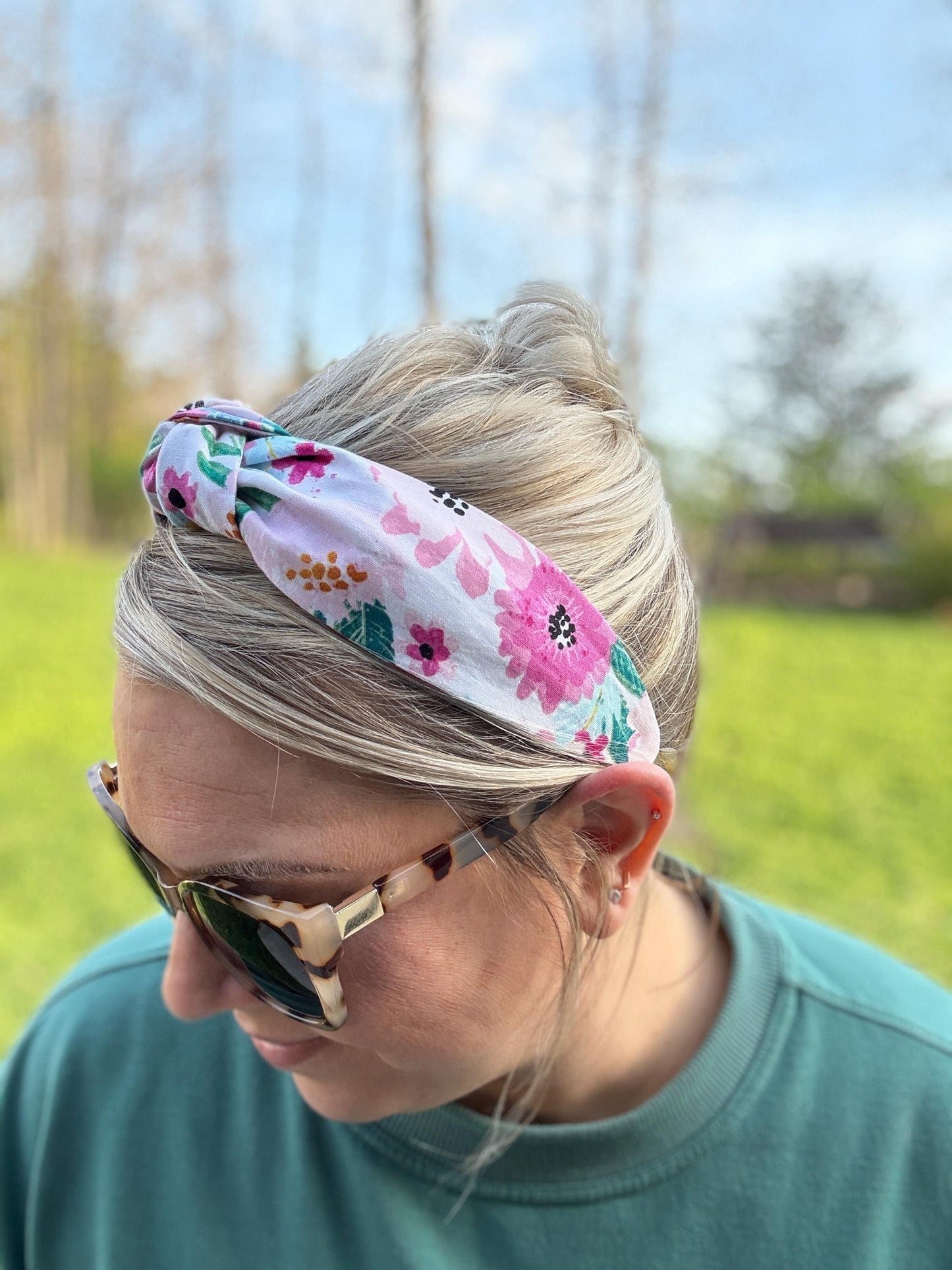 Pink & Teal Floral Headband