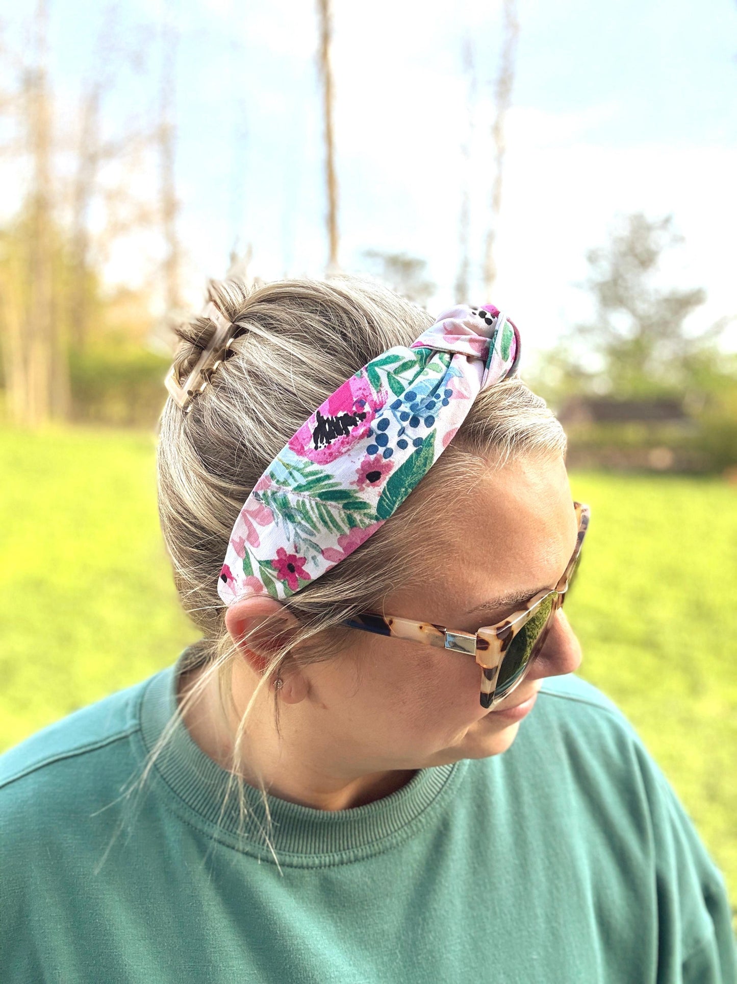 Pink & Teal Floral Headband