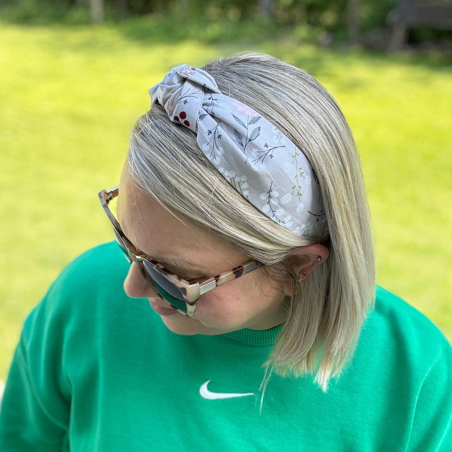 Beige Floral Boho Headband