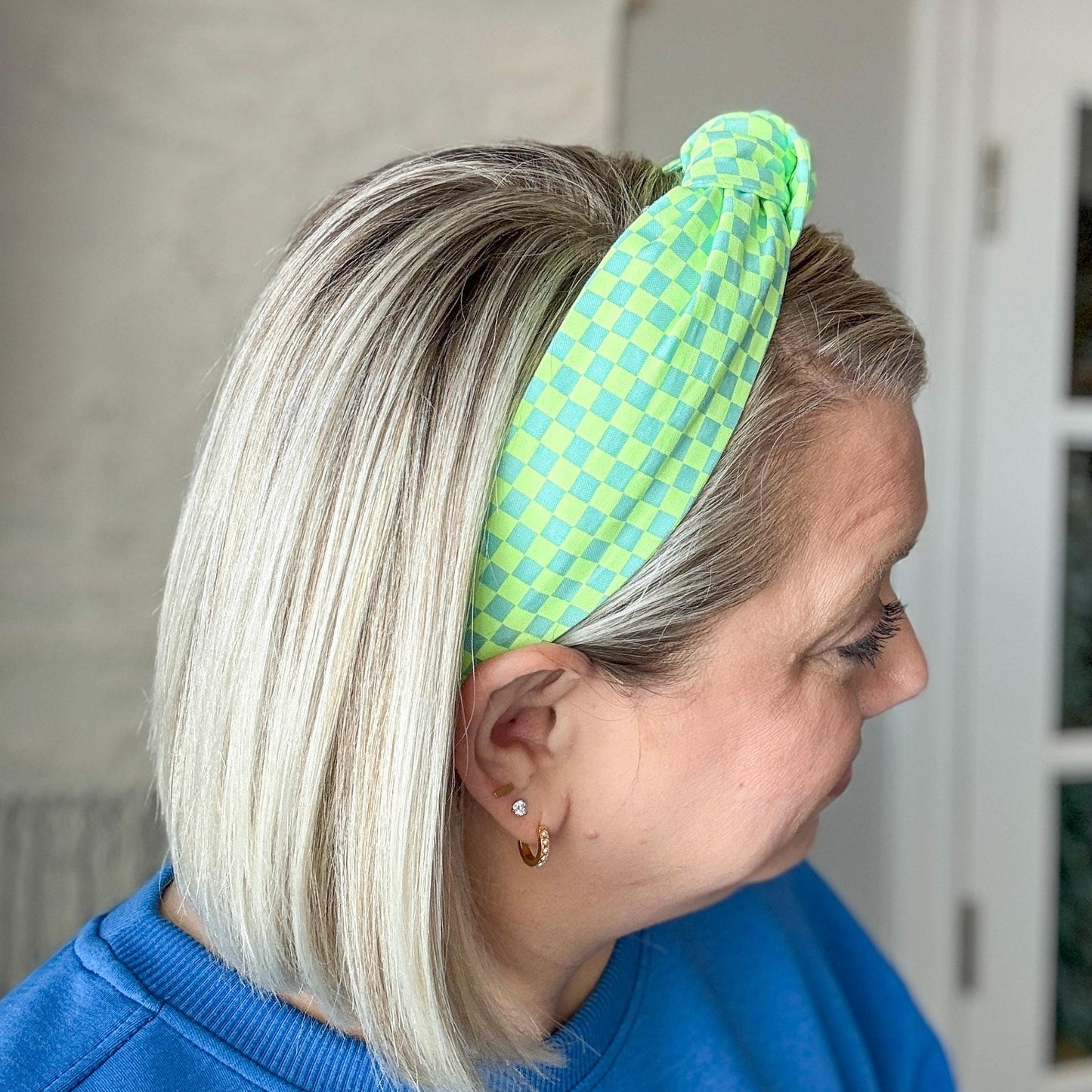 Neon Green Checkered Headband
