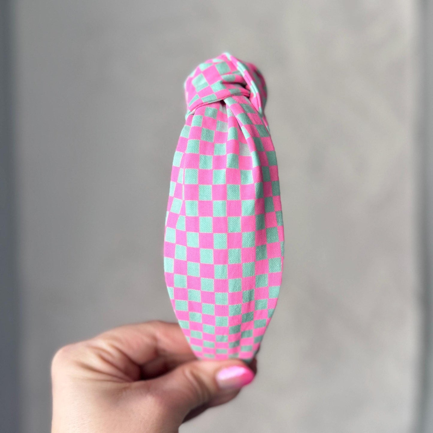 Neon Pink & Teal Checkered Headband