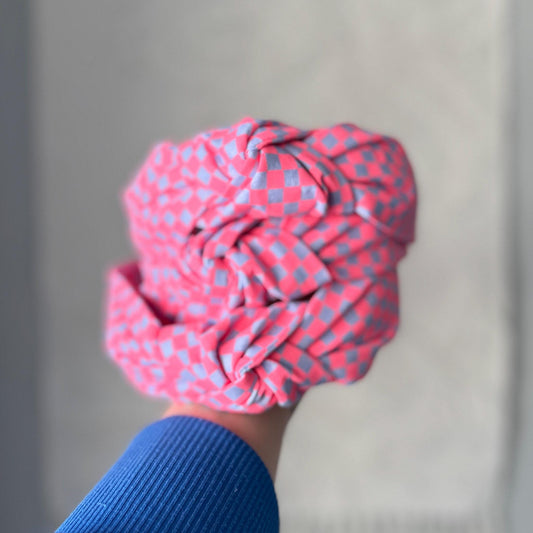 Neon Pink & Purple Checkered Headband