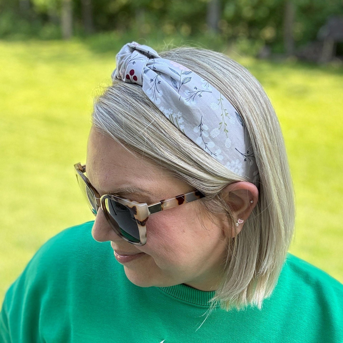 Beige Floral Boho Headband