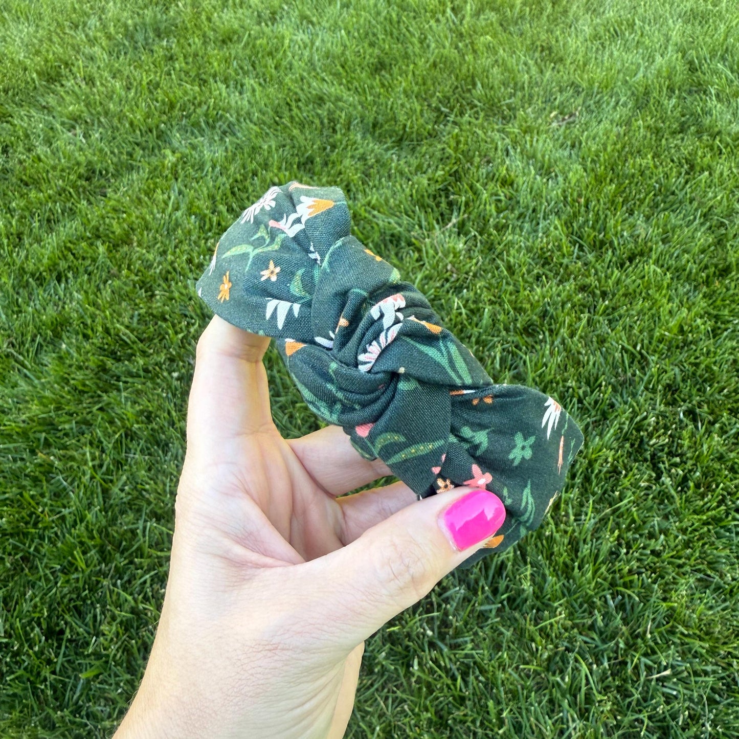 Green Floral Topknot Headband