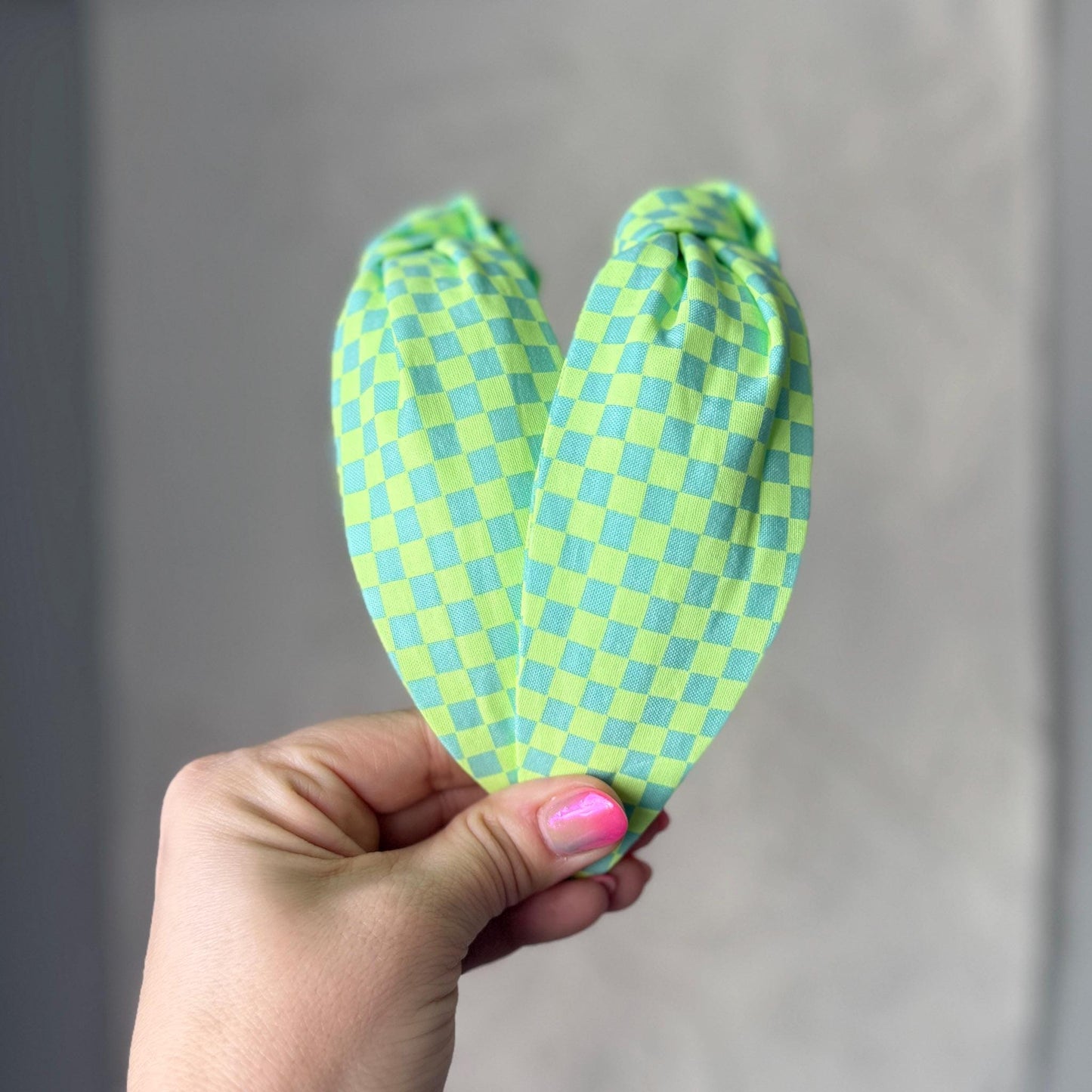 Neon Green Checkered Headband